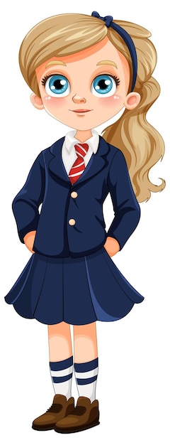 Meisje in studentenuniform Cartoon