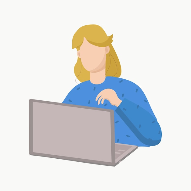 Meisje jonge vrouw met laptop concept illustratie voor werk freelance studie onderwijs werk thuis vectorillustratie in platte cartoon stijl geïsoleerde backgroundx9