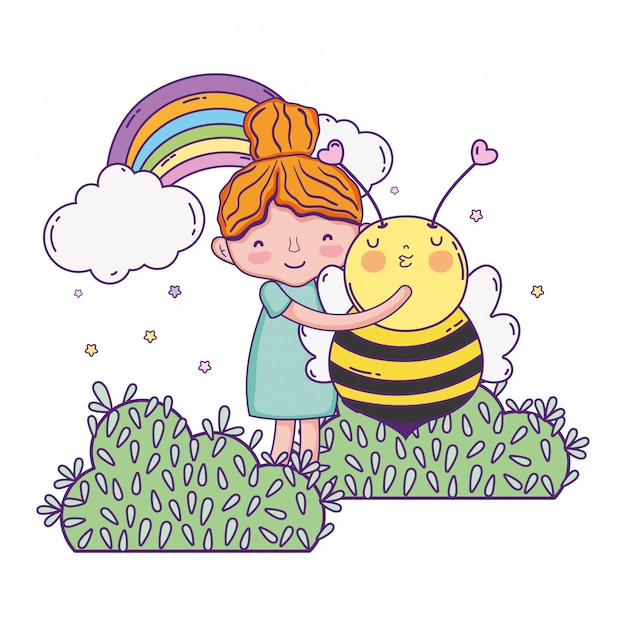 Meisje met bijenkawaii karakter