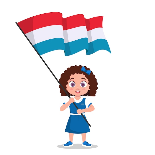 Meisje met de vlag van Luxemburg. vector illustratie