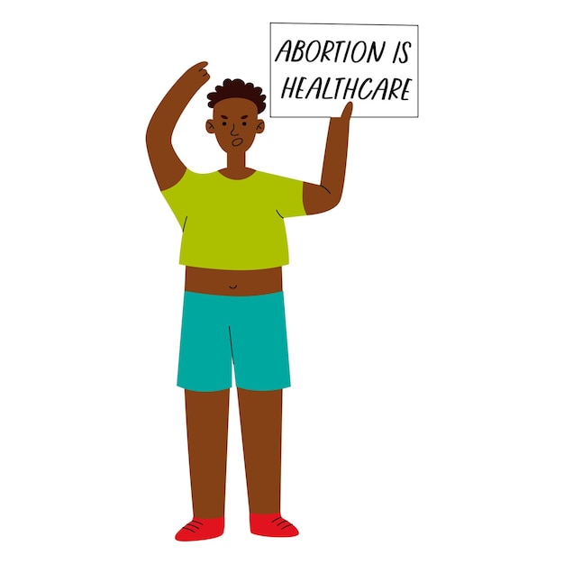 Meisje met een poster met opschrift abortus is gezondheidszorg Protest tegen het verbod op abortus Feministen vechten voor hun rechten