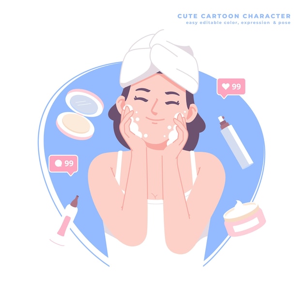 meisje met huidverzorgingsillustratieontwerp