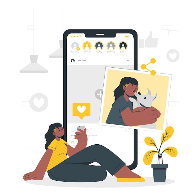 Meisje op sociale media met haar hond en smartphone