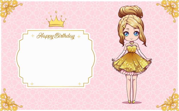 meisje prinses gelukkige verjaardagsuitnodiging