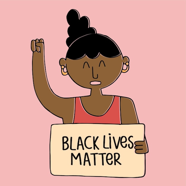 Meisje steekt vuist op ter ondersteuning van de Black Lives Matter-beweging