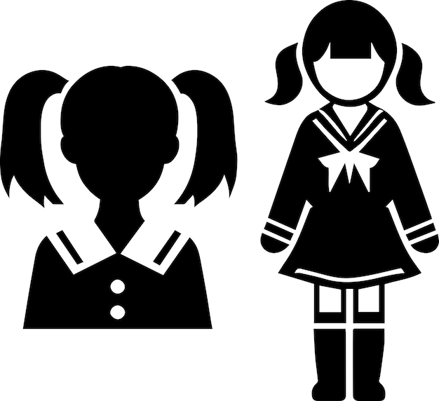 Meisje uniform pictogram vector silhouet 2