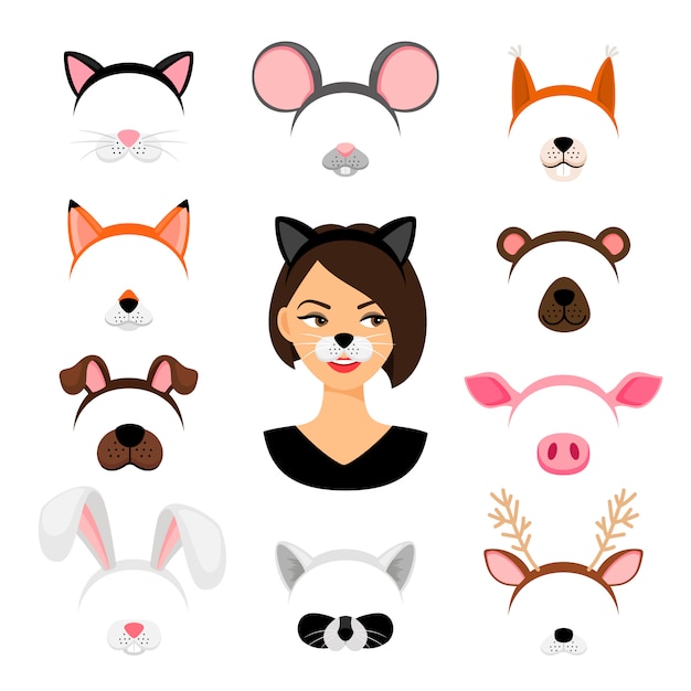 Meisjes dieren maskers set