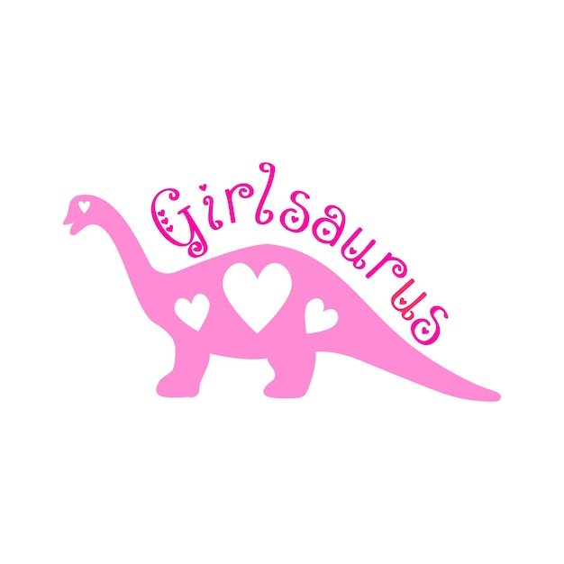 Meisjes dinosaurus roze kleur met hart citaat Girlsaurus schattig t-shirt print ontwerp