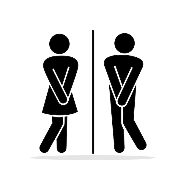 Vector meisjes en jongens toilet pictogrammen. grappig toiletpaar teken