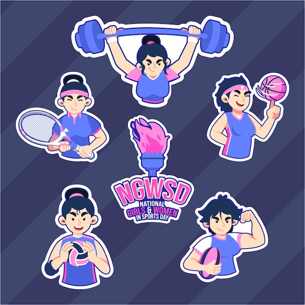 Vector meisjes en vrouwen in de sport sticker