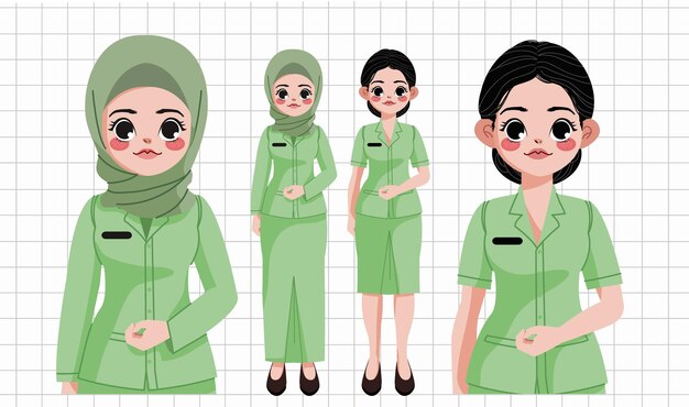 Vector meisjes in uniform kleding illustratie