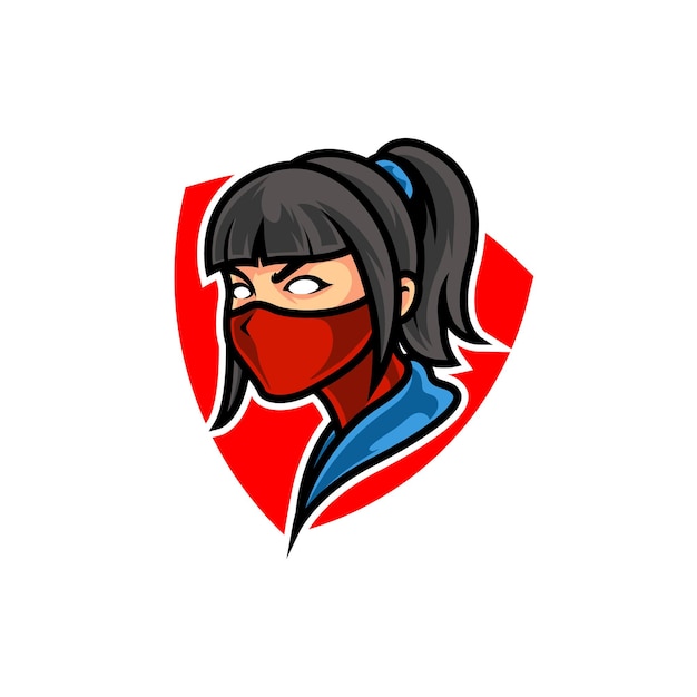 Meisjes ninja sport mascot logo