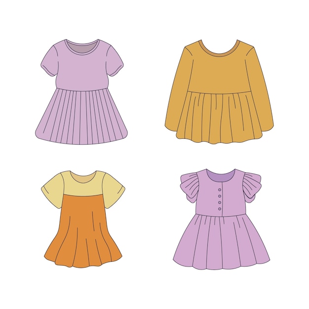 Meisjes outfit collectie van schattige kleurrijke rok pak jurk mode kleding kleding