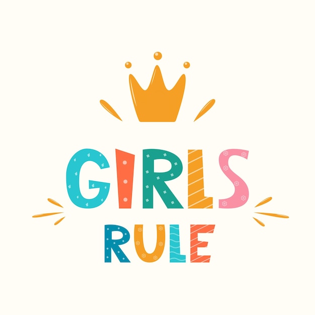 Meisjes regel belettering met kroon symbool Logo pictogram label voor uw ontwerp Vrouw motiverende slogan