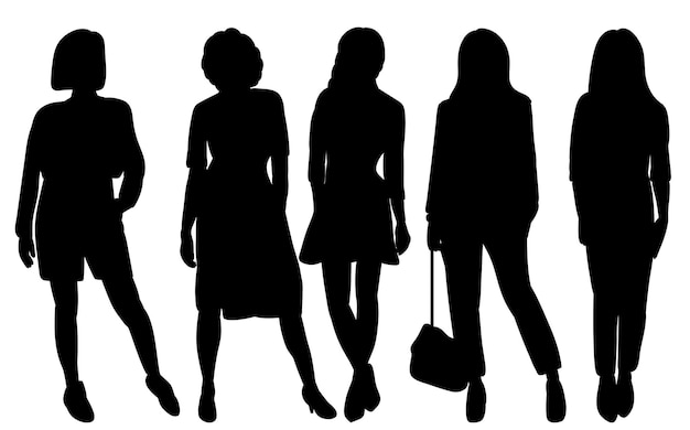 Meisjes vrouwen silhouet op witte achtergrond
