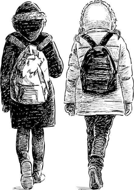 Meisjesstudenten lopen