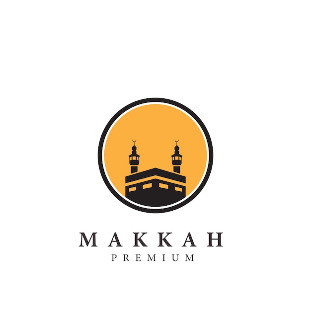 Mekka reizen logo islamitische kaaba vector pictogram symbool illustratie ontwerp