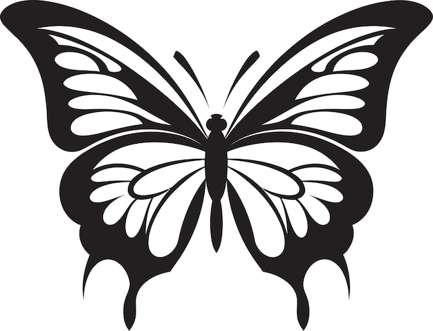 Melancholic majesty black butterfly logo simbolo eleganza ombreggiata vettore iconica della farfalla nera