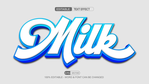 Melk bewerkbare teksteffect Vector 3D-stijl