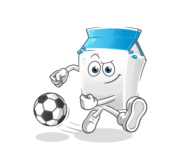 Melk die de bal schopt cartoon. cartoon mascotte vector