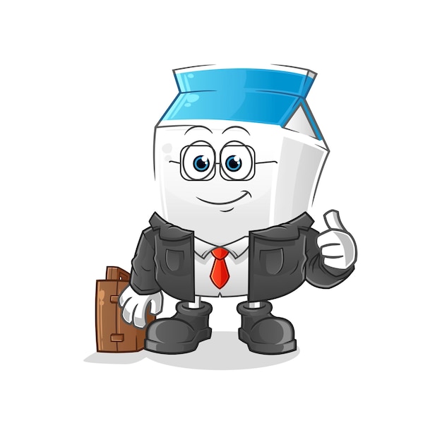 Melk kantoor werknemer mascotte cartoon vector