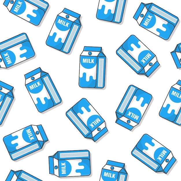 Melk kartonnen dozen naadloos patroon op een witte achtergrond. drink melk product pictogram vectorillustratie