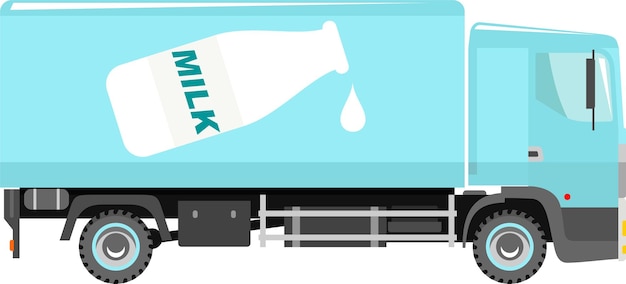 Melk Levering Truck Icoon in Flat Style Vector Illustratie