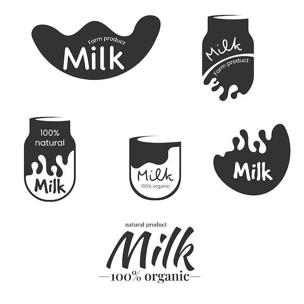 Melk logo set Vers zuivelproduct