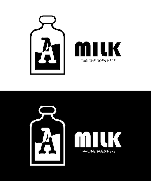 Melk met Letter A-logo-ontwerp