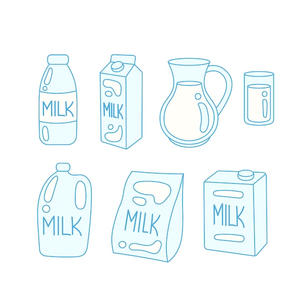 Melk zuivelproducten doodle set
