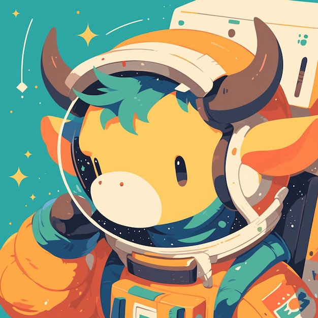 A mellow ox astronaut cartoon style