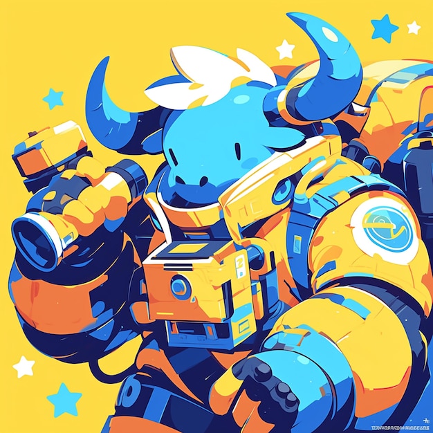 A mellow ox astronaut cartoon style