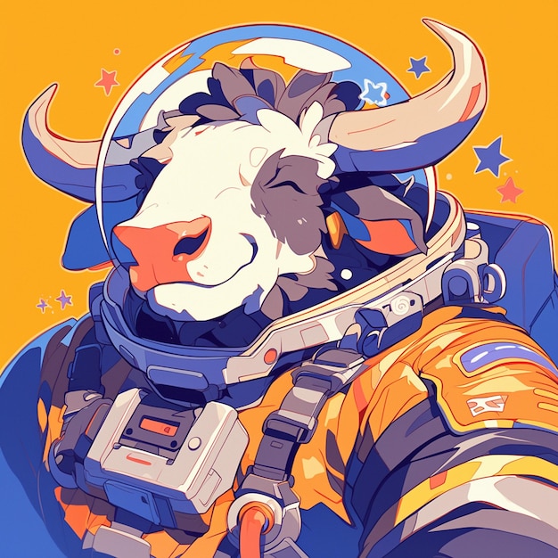 A mellow ox astronaut cartoon style