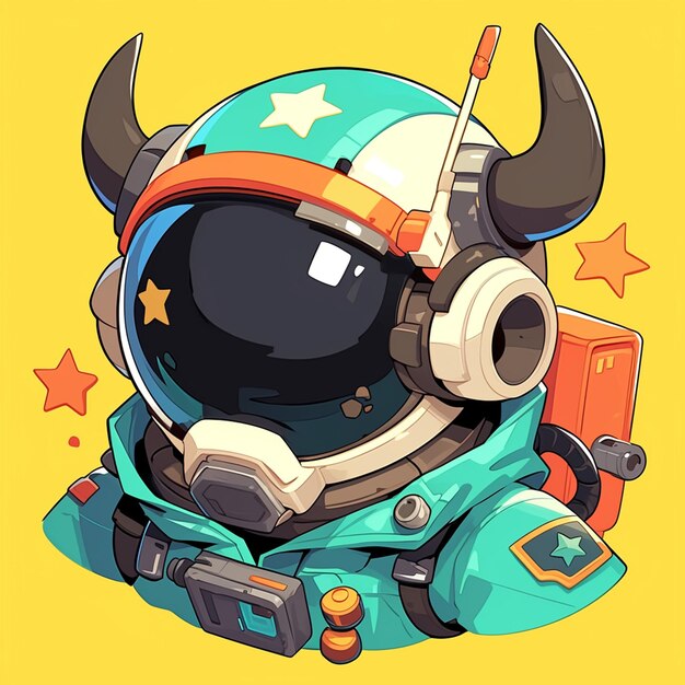 A mellow ox astronaut cartoon style