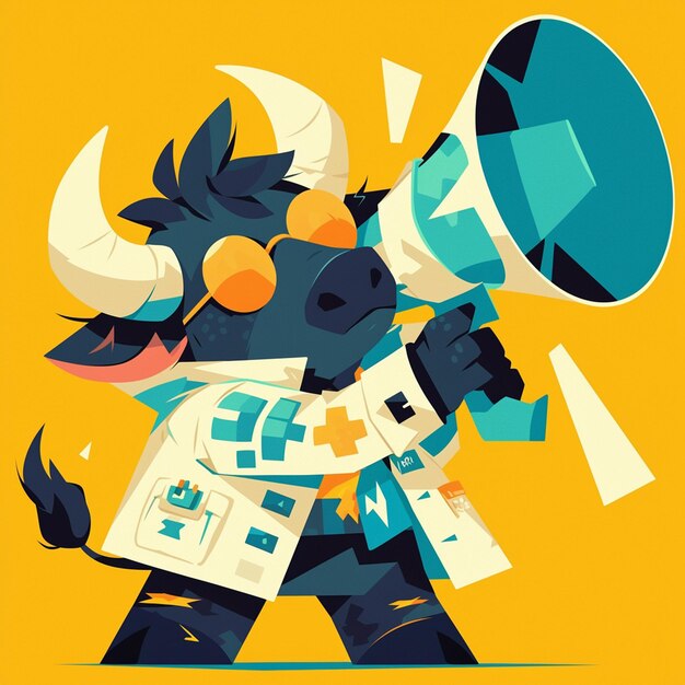 Vector a mellow ox broadcaster cartoon style