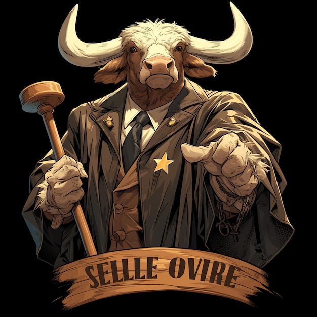 A mellow ox judge cartoon style