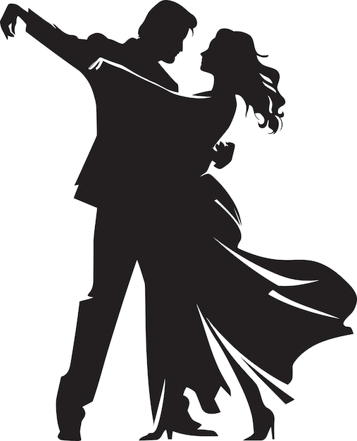 Vettore melodic movement dancing couple vector emblem finesse and flow dance icon illustration