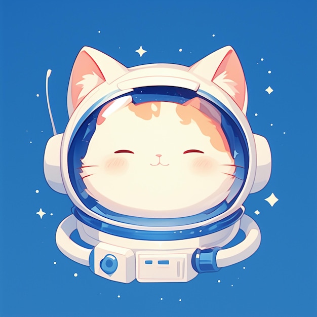 A melodious cat astronaut cartoon style