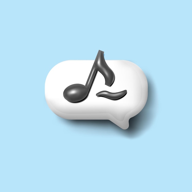 Vector melody movement in the bubble speech joyful emotion and singing symbol 3d icon on blue background