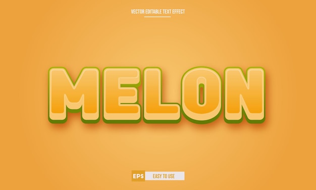 Meloen 3d bewerkbare teksteffect premium vector