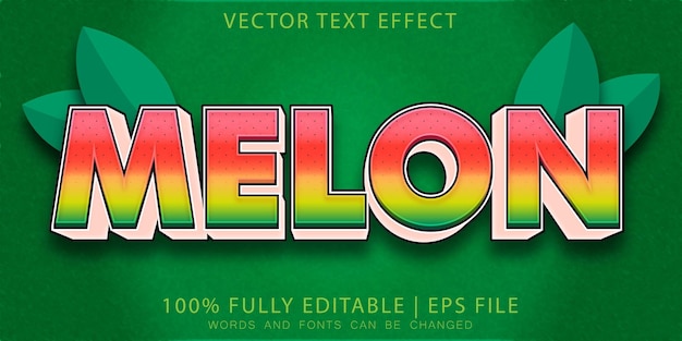 Vector meloen fruit tekst effect