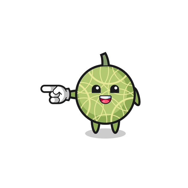 Melon cartoon with pointing left gesture