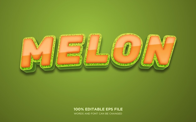 Melon fruit 3d bewerkbare tekst stijl effect