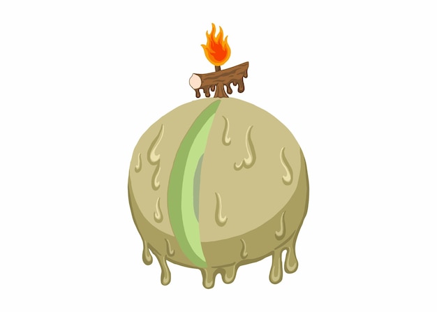 Melon Fruit Candle Melting Vector