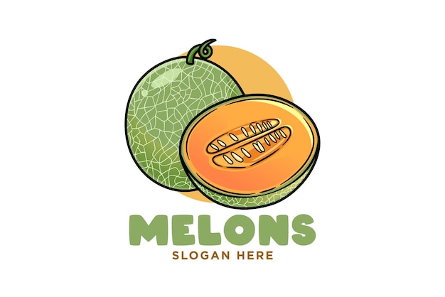 melon fruit cartoon logo illustration design for food business