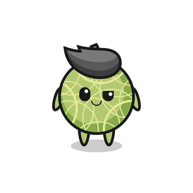 Melon fruit cartoon with an arrogant expression