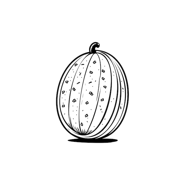 メロン アイコン手描き黒色感謝祭フルーツ ロゴ ベクトル要素と完璧なシンボル