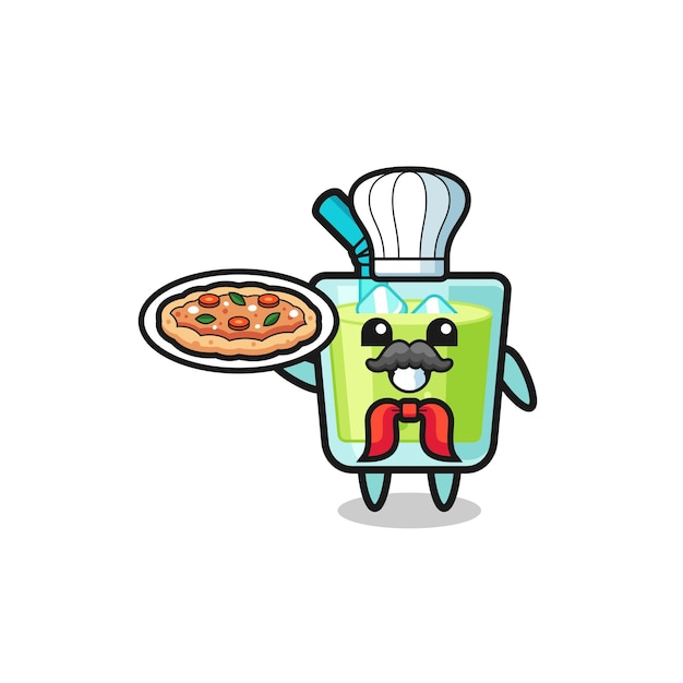 Melon juice character as Italian chef mascot