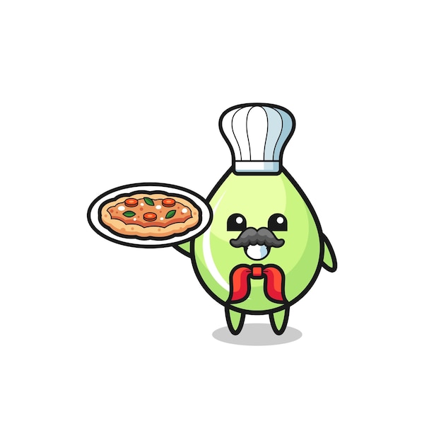 Melon juice drop character as Italian chef mascot