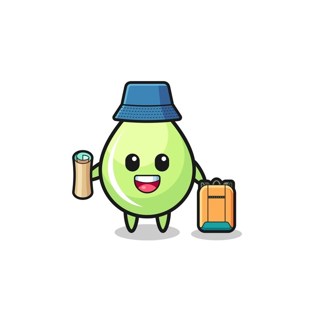 Melon juice drop mascot character as hiker cute design